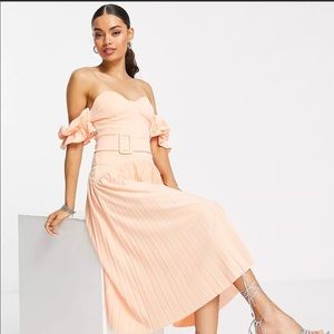 ASOS Design Petite Off-the-shoulder Midi Dress